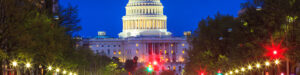 Trade Law Policy, DC Capitol at night