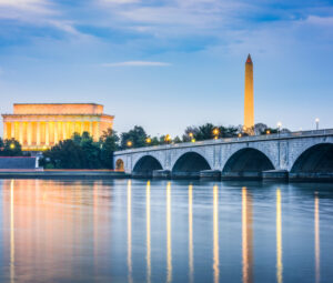 US Trade Law, DC memorial at night